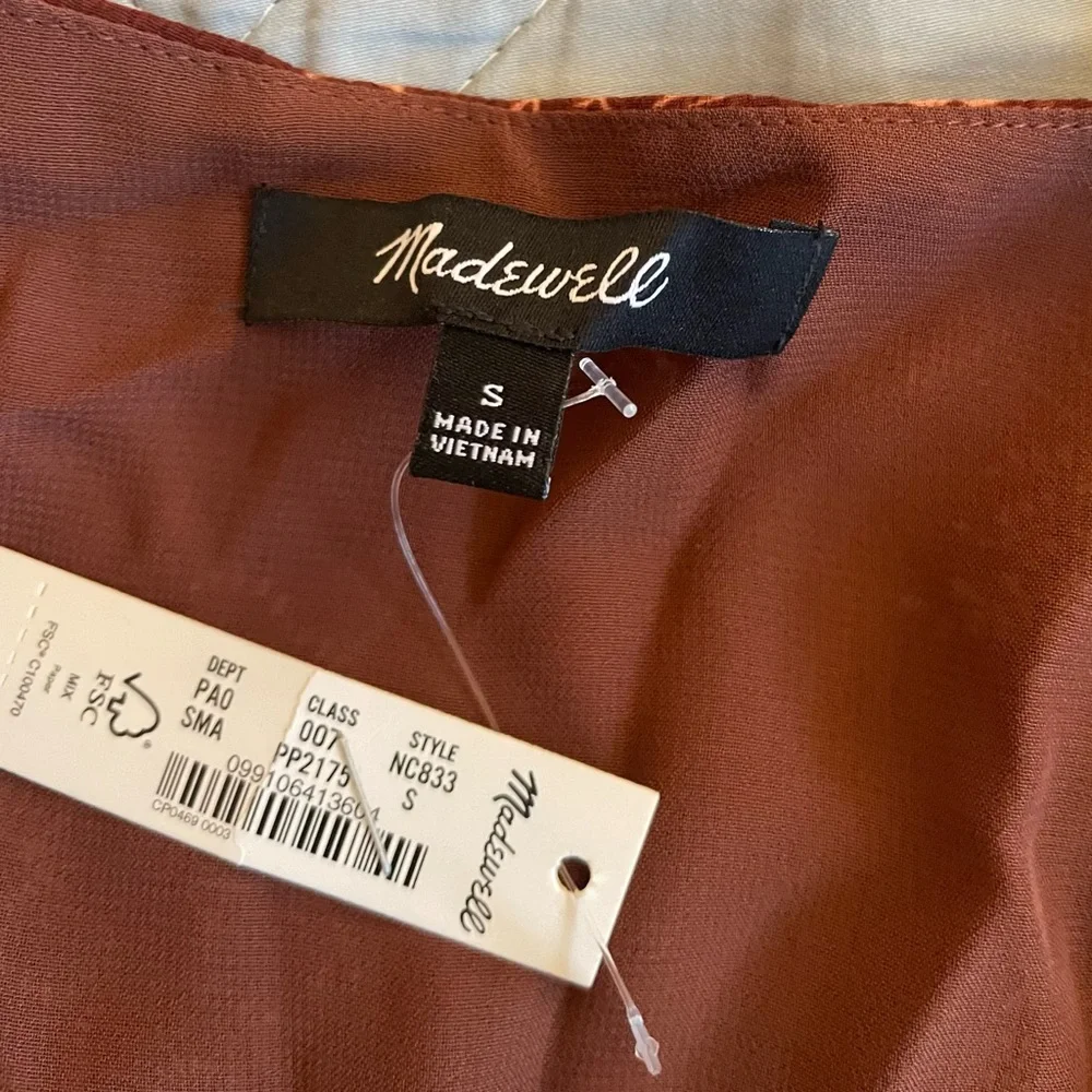 Madewell Preston Puff-Sleeve Top in Letterpress Floral Stained Mahogany Size‎ S